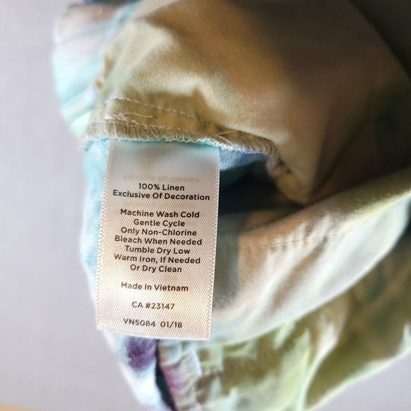 Talbots Pants Women 10P Linen Elastic Waist Cropped Green Blue Purple Boho - Picture 11 of 16